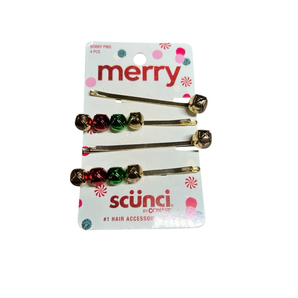 Scunci‎ by Conair Holiday Jingle Bells Bobby Pins, 4-Count Merry Christmas Gift - Picture 3 of 3